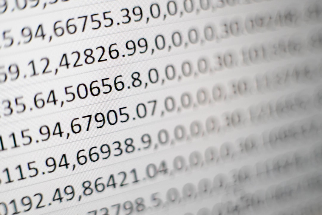 White printing paper with numbers